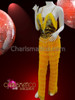 Gold Sequin Halter-Style Yellow Fringe Latin Salsa Dance Pants
