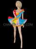 Gay Pride Crystal Accented Satin Patchwork Rainbow Ruffle Dolly Dress