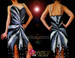 Multi-Toned Silver To Black Sequin Flame Hemmed Latin Dance Dress
