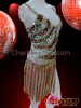 Brown And White Zebra Stripe Sequin Self-Fringed Latin Dance Dress