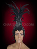 Mirror Tile And Crystal Embellished Black Feather Mohawk Diva Headdress