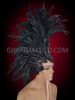 Mirror Tile And Crystal Embellished Black Feather Mohawk Diva Headdress