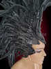 Mirror Tile And Crystal Embellished Black Feather Mohawk Diva Headdress