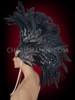 Mirror Tile And Crystal Embellished Black Feather Mohawk Diva Headdress