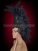 Mirror Tile And Crystal Embellished Black Feather Mohawk Diva Headdress