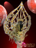 Ornate Gold Glitter Ruby And Amber Highlighted Diva Showgirl's Headdress