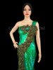 Brilliant Peacock Feather and Green Sequin Gown