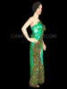 Brilliant Peacock Feather and Green Sequin Gown