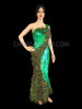 Brilliant Peacock Feather and Green Sequin Gown