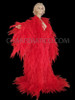 Red Feather-Inspired Ruffle Organza Coat