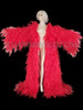 Red Feather-Inspired Ruffle Organza Coat