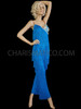 Floral Crystallized Blue Dance Latin Salsa Samba Fringe Catsuit Pants