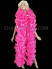 Neon Pink Organza Ruffle Boa With Silver Trim Sequins