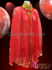 Gold Sequin Accented Diva's Red Pleated Wing Cape Styled Cover-Up