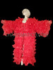 Red Glitter Dotted Organza Drag Queen Ruffle Coat With Sequin Trim