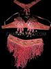 Pink Iridescent Beaded Bra And Matching Fringed Belt