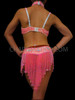 Pink Iridescent Beaded Bra And Matching Fringed Belt