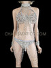 Silver Disco Sunshine Sequin Cage Bra And Thong Set