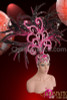 Exotic Diva Showgirl Feathered Crystal Enhanced Swirled Glitter Fuchsia Headdress