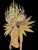 Diva Drag Queen's Feather Free Gold Glitter Backpack And Headdress