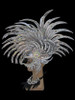 Half Mask Styled Silver Glitter Diva's Fancy Spiked Mohawk Headdress