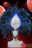 Highly Crystallized Bead Embellished Royal Blue Feathered Diva Showgirl Headdress