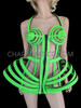 Neon Green Shiny Vinyl Madonna Inspired Corset Cage Dress