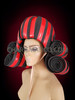 Daring Bold Retro Styled Red And Black Ribbon Wig Headdress