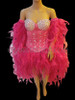 Crystal Accented Diva's Fuchsia Shimmering Sheer Organza Flame Ruffle Costume