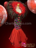 Red And Black Feather Backpack Collar With Coordinating Pageant Gown