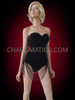 Black  Pearl Leotard Burlesque Corset With Draping Fringe