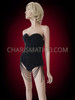 Black  Pearl Leotard Burlesque Corset With Draping Fringe