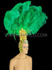 Gold Bead and Sequin Glorious Green Ostrich Feather Samba Headdress