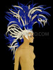 Royal blue White  Feather Large Mohawk Headdress