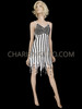 Pearl White Black Striped Sequined Diva Dance Dress