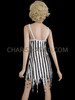 Pearl White Black Striped Sequined Diva Dance Dress