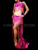 Fuchsia Burslesque Belly Dance Bra & Large Fan Wing Skirt