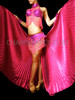 Fuchsia Burslesque Belly Dance Bra & Large Fan Wing Skirt