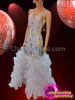 Diva's Jumbo Sequin Tasseled Silver Pageant Gown With Coordinating Headdress