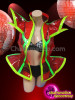 Lime Trimmed Deep Red Sheer Vinyl Futuristic Transparent Diva Jacket