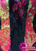 Iridescent Fiery Red Sequin Dance Dress With Black Center Stripe