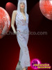 Diva's Ruby, Amber And Crystal Accented White Retro Elvis Jumpsuit