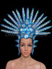 Spiked Crystal And Silver Accented Blue Glitter Showgirl's Cabaret Headdress