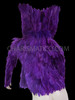 Exotic Sleek High Collar Feather Diva Jacket In Royal Purple