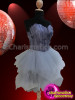 Soft Silver-Gray Feathered Corset Dress With Cloud-Like Hanky Hem Skirt