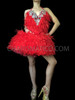 Fluffy Red Feather Covered Glittery Silver Sequin Accented Dolly Dress