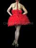 Fluffy Red Feather Covered Glittery Silver Sequin Accented Dolly Dress
