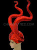 Turban Styled Metallic Wrapped Maleficent Inspired Red Horn Diva's Headdress