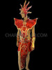 Men's Red And Gold Metallic Sun God Fire Costume Set