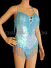 Blue V Shape Show Girl Sequin Bodysuit